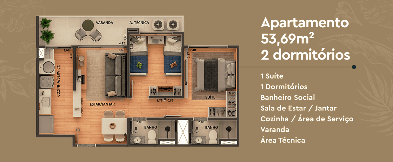 PARQUE DAS TORRES, PARQUE 10 – APARTAMENTOS 2 E 3 QUARTOS - 53,69m² E 66,67m²